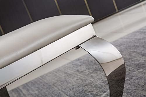 Modern Dining Chairs Set of 2 Leather Kitchen Dining Room Chair with Shiny Gold Stainless Steel Legs Upholstered Back Chairs for Living Room Meeting Room