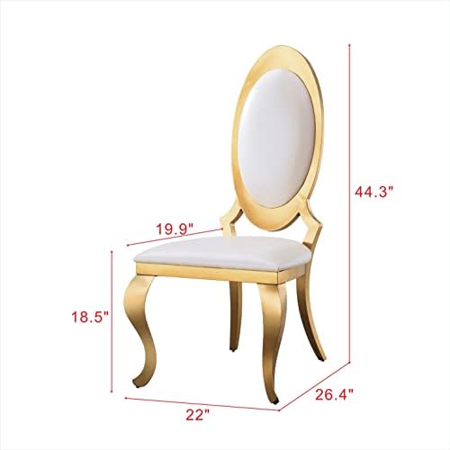 Modern Dining Chairs Set of 2 Leather Kitchen Dining Room Chair with Shiny Gold Stainless Steel Legs Upholstered Back Chairs for Living Room Meeting Room