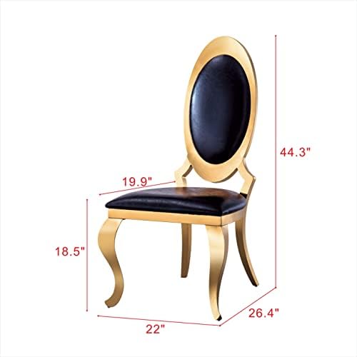 Modern Dining Chairs Set of 2 Leather Kitchen Dining Room Chair with Shiny Gold Stainless Steel Legs Upholstered Back Chairs for Living Room Meeting Room