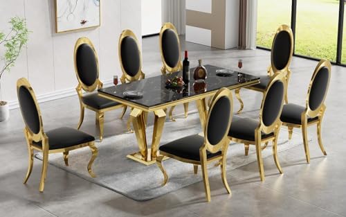 Modern Dining Chairs Set of 2 Leather Kitchen Dining Room Chair with Shiny Gold Stainless Steel Legs Upholstered Back Chairs for Living Room Meeting Room