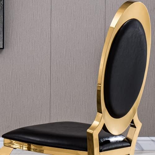 Modern Dining Chairs Set of 2 Leather Kitchen Dining Room Chair with Shiny Gold Stainless Steel Legs Upholstered Back Chairs for Living Room Meeting Room