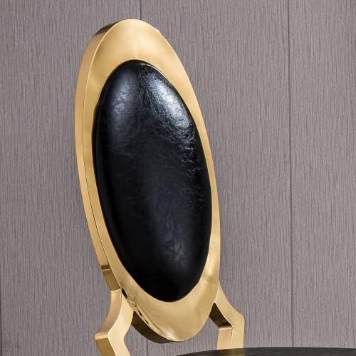 Modern Dining Chairs Set of 2 Leather Kitchen Dining Room Chair with Shiny Gold Stainless Steel Legs Upholstered Back Chairs for Living Room Meeting Room