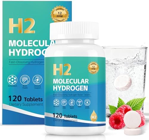 Molecular Hydrogen Water Tablets  12 PPM H2 Supplement with Magnesium  Raspberry Flavor  Fast Dissolving H2 Tablets for Water  Hydration  Energy & Recovery Support  120 Tablets