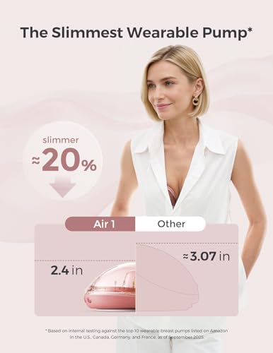 Momcozy Air 1 Ultra Slim Breast Pump  Hands Free Wearable Pump with Wireless Charging Case & App Control with Auto Mode & Full Milk Alert  Industry First Transparent Top for Easy Nipple Alignment