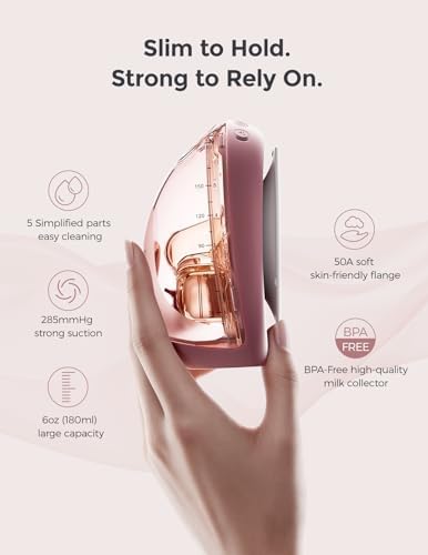 Momcozy Air 1 Ultra Slim Breast Pump  Hands Free Wearable Pump with Wireless Charging Case & App Control with Auto Mode & Full Milk Alert  Industry First Transparent Top for Easy Nipple Alignment