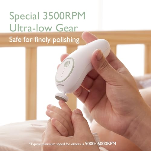 Momcozy Lima de uñas eléctrica para bebé, recortadora de uñas eléctrica suave, recargable, cortaúñas para bebé, 7 almohadillas de repuesto para cabezal de molienda