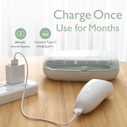 Momcozy Lima de uñas eléctrica para bebé, recortadora de uñas eléctrica suave, recargable, cortaúñas para bebé, 7 almohadillas de repuesto para cabezal de molienda