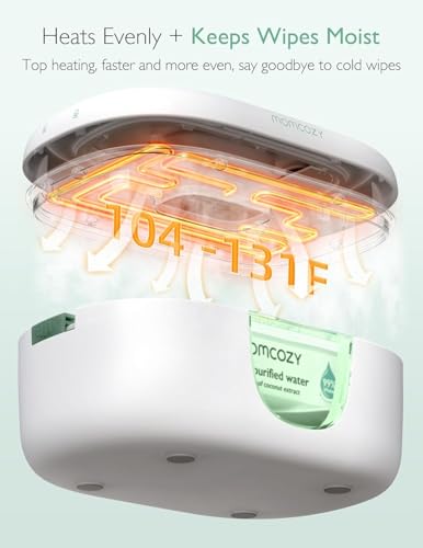 Momcozy Baby Wipe Warmer  Innovative Spring Design  Large Capacity Wipes Dispenser  Fast and Even Heating  4 Modes of Temperature Heating Control  Diaper Wipe Warmer with Night Light