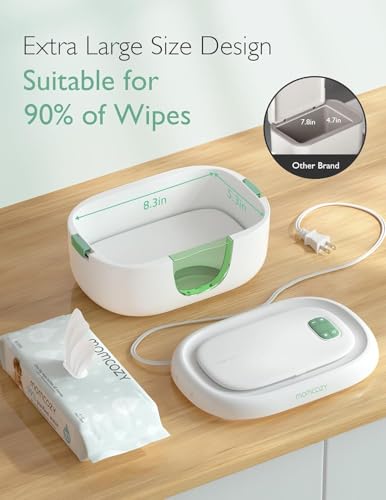 Momcozy Baby Wipe Warmer  Innovative Spring Design  Large Capacity Wipes Dispenser  Fast and Even Heating  4 Modes of Temperature Heating Control  Diaper Wipe Warmer with Night Light