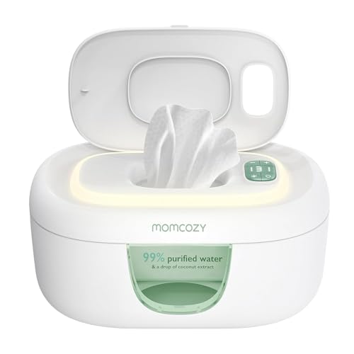 Momcozy Baby Wipe Warmer  Innovative Spring Design  Large Capacity Wipes Dispenser  Fast and Even Heating  4 Modes of Temperature Heating Control  Diaper Wipe Warmer with Night Light