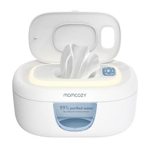 Momcozy Baby Wipe Warmer  Innovative Spring Design  Large Capacity Wipes Dispenser  Fast and Even Heating  4 Modes of Temperature Heating Control  Diaper Wipe Warmer with Night Light