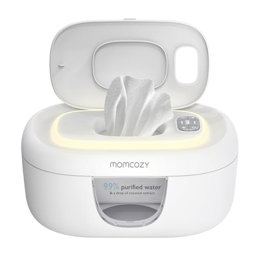 Momcozy Baby Wipe Warmer  Innovative Spring Design  Large Capacity Wipes Dispenser  Fast and Even Heating  4 Modes of Temperature Heating Control  Diaper Wipe Warmer with Night Light