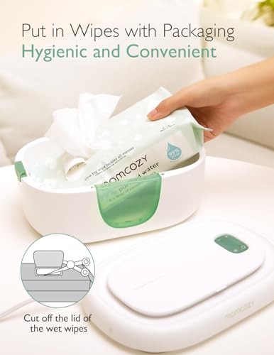 Momcozy Baby Wipe Warmer  Innovative Spring Design  Large Capacity Wipes Dispenser  Fast and Even Heating  4 Modes of Temperature Heating Control  Diaper Wipe Warmer with Night Light