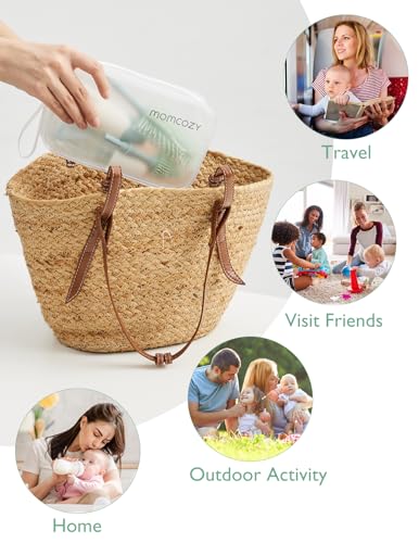 Momcozy Bottle Brush Kit  Innovative Push Press Design for Better Cleaning   Baby Bottle Cleaner Brush for Baby Bottle  Breast Pumps  Nipples  and More   Can Generate Foam for Better Cleaning  Green