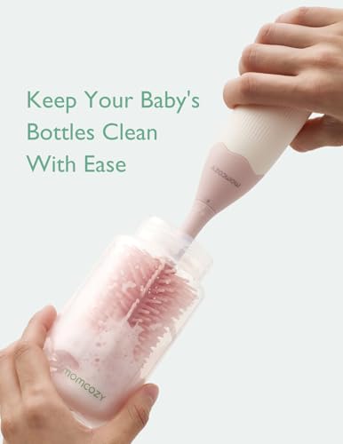 Momcozy Bottle Brush Kit  Innovative Push Press Design for Better Cleaning   Baby Bottle Cleaner Brush for Baby Bottle  Breast Pumps  Nipples  and More   Can Generate Foam for Better Cleaning  Pink