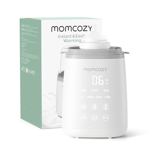 Momcozy Bottle Warmer  Fast Bottle Warmers for All Bottles with Timer  Accurate Temperature Control and Automatic Shut Off  No Lid Required for Heating  White Gray