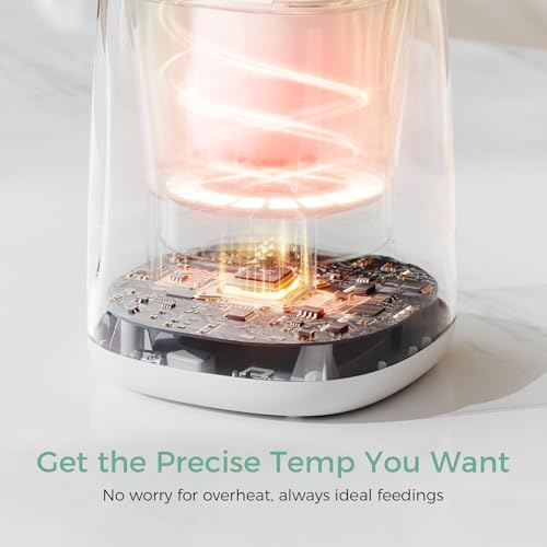 Momcozy Bottle Warmer  Fast Bottle Warmers for All Bottles with Timer  Accurate Temperature Control and Automatic Shut Off  No Lid Required for Heating  White Gray