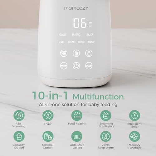 Momcozy Bottle Warmer  Fast Bottle Warmers for All Bottles with Timer  Accurate Temperature Control and Automatic Shut Off  No Lid Required for Heating  White Gray