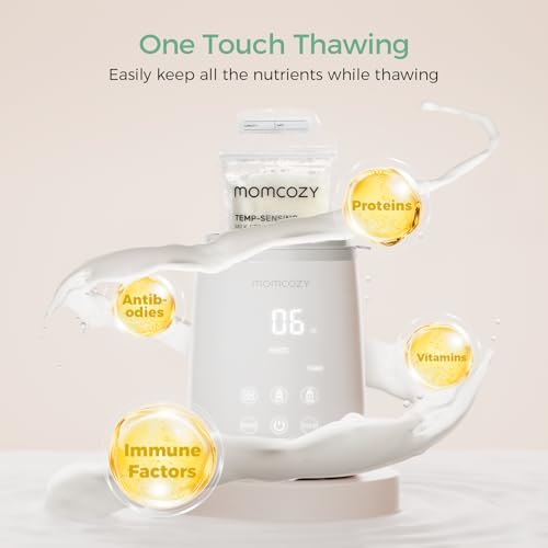 Momcozy Bottle Warmer  Fast Bottle Warmers for All Bottles with Timer  Accurate Temperature Control and Automatic Shut Off  No Lid Required for Heating  White Gray