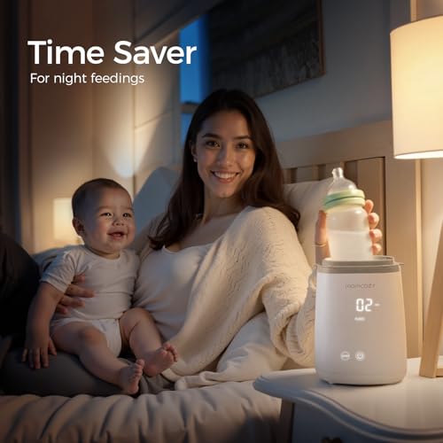 Momcozy Bottle Warmer  Fast Bottle Warmers for All Bottles with Timer  Accurate Temperature Control and Automatic Shut Off  No Lid Required for Heating  White Gray