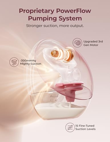 Momcozy Extractor de leche manos libres, flujo móvil mejorado | M9, control discreto con múltiples modos personalizados y 15 niveles, extractor de leche portátil de 0.96 pulgadas, paquete de 2