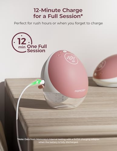 Momcozy Extractor de leche manos libres, flujo móvil mejorado | M9, control discreto con múltiples modos personalizados y 15 niveles, extractor de leche portátil de 0.96 pulgadas, paquete de 2