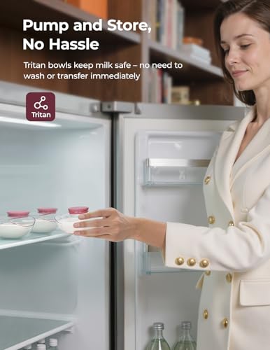Momcozy Extractor de leche manos libres, flujo móvil mejorado | M9, control discreto con múltiples modos personalizados y 15 niveles, extractor de leche portátil de 0.96 pulgadas, paquete de 2