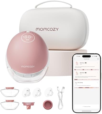 Momcozy Breast Pump Hands Free Upgraded Mobile Flow   M9  App Discreet Control with Personalized Multi Modes & 15 Levels  Wearable Breast Pump 24mm  2 Pack Gray