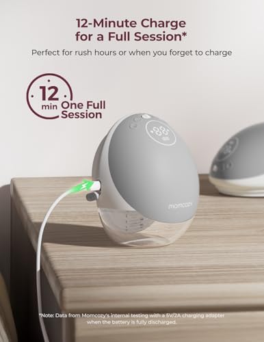 Momcozy Breast Pump Hands Free Upgraded Mobile Flow   M9  App Discreet Control with Personalized Multi Modes & 15 Levels  Wearable Breast Pump 24mm  2 Pack Gray