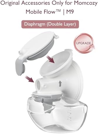 Momcozy Breast Pump Hands Free Upgraded Mobile Flow   M9  App Discreet Control with Personalized Multi Modes & 15 Levels  Wearable Breast Pump 24mm  2 Pack Gray