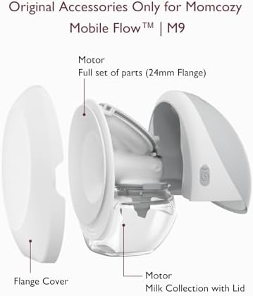 Momcozy Breast Pump Hands Free Upgraded Mobile Flow   M9  App Discreet Control with Personalized Multi Modes & 15 Levels  Wearable Breast Pump 24mm  2 Pack Gray