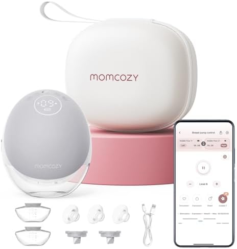 Momcozy Breast Pump Hands Free Upgraded Mobile Flow   M9  App Discreet Control with Personalized Multi Modes & 15 Levels  Wearable Breast Pump 24mm  2 Pack Gray