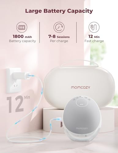 Momcozy Breast Pump Hands Free Upgraded Mobile Flow   M9  App Discreet Control with Personalized Multi Modes & 15 Levels  Wearable Breast Pump 24mm  2 Pack Gray