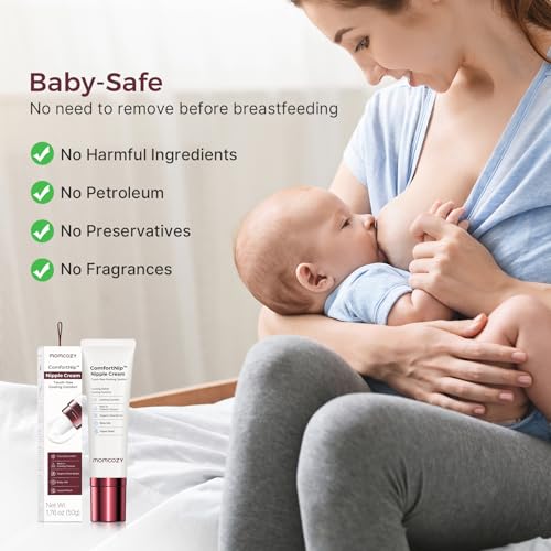 Momcozy ComfortNip Crema refrescante para pezones sin contacto y sin tacto, crema para pezones para lactancia materna, alivio instantáneo, fórmula a base de plantas, esenciales para recién nacidos con
