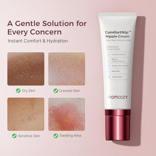 Momcozy ComfortNip Crema refrescante para pezones sin contacto y sin tacto, crema para pezones para lactancia materna, alivio instantáneo, fórmula a base de plantas, esenciales para recién nacidos con