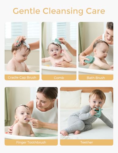 Momcozy Elite Baby Kit  Superior Baby Shower & Registry Essential Kit for Grooming & Health & Cleansing Care  Electric Nail File & Nasal Aspirator Tummy Wrap Thermometer Bath Brush Teether Storage Bag