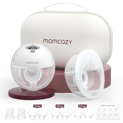 Momcozy M5 Hands Free Wearable Breast Pump  Double Sealed Flange for Baby Like Comfort  3 Modes & 9 Suction Levels  Portable Electric Pump   24mm  2 Pack Quill Gray