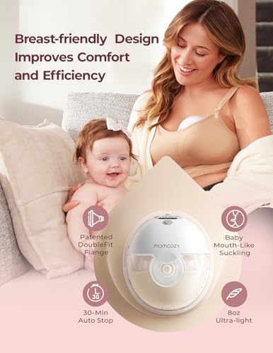 Momcozy M5 Smart APP Controlled Wearable Breast Pump  Hands Free Wireless Electric Pump  3 Modes 9 Suction Levels  BPA Free  Portable Lightweight  24mm Flange  2 Pack Quill Gray