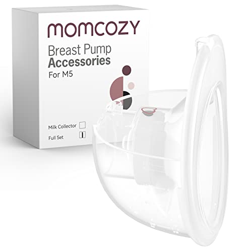 Momcozy M5 Smart APP Controlled Wearable Breast Pump  Hands Free Wireless Electric Pump  3 Modes 9 Suction Levels  BPA Free  Portable Lightweight  24mm Flange  2 Pack Quill Gray
