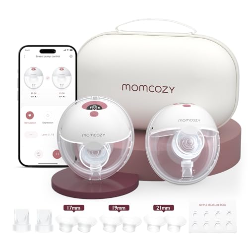 Momcozy M5 Smart APP Controlled Wearable Breast Pump  Hands Free Wireless Electric Pump  3 Modes 9 Suction Levels  BPA Free  Portable Lightweight  24mm Flange  2 Pack Quill Gray