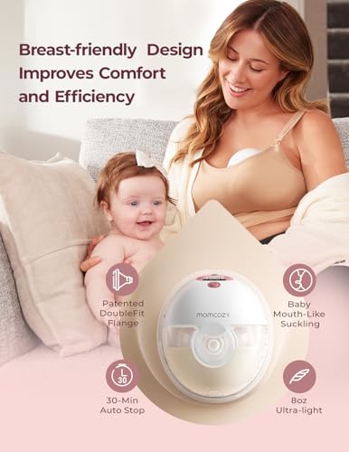 Momcozy M5 Smart APP Controlled Wearable Breast Pump  Hands Free Wireless Electric Pump  3 Modes 9 Suction Levels  BPA Free  Portable Lightweight  24mm Flange  2 Pack Cozy Red