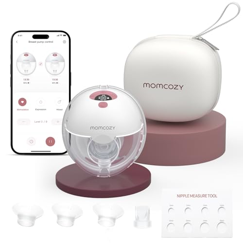 Momcozy M5 Smart APP Controlled Wearable Breast Pump  Hands Free Wireless Electric Pump  3 Modes 9 Suction Levels  BPA Free  Portable Lightweight  24mm Flange  2 Pack Cozy Red