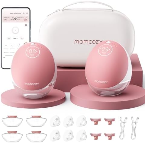 Momcozy Wearable Breast Pump  Hands Free Upgraded Mobile Flow   M9  App Discreet Control with Personalized Multi Modes & 15 Levels  Wearable Breast Pump 24mm  2 Pack Cozy Red