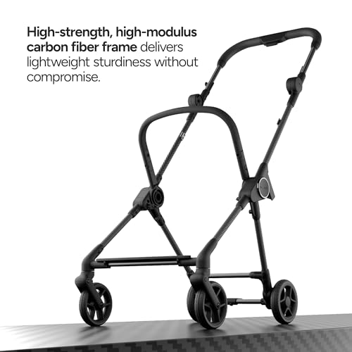 Mompush Nexis Carbon Travel Stroller  Ultra Lightweight 11 5 lbs  Compact & Airplane Carry On Approved  One Second Auto Fold  One Hand Full Recline  from Birth to 50 lbs  JPMA Certified