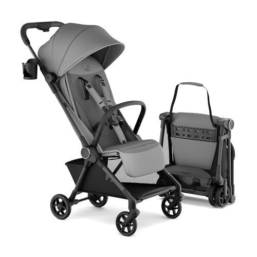 Mompush Nexis Carbon Travel Stroller  Ultra Lightweight 11 5 lbs  Compact & Airplane Carry On Approved  One Second Auto Fold  One Hand Full Recline  from Birth to 50 lbs  JPMA Certified