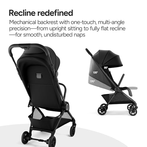 Mompush Nexis Carbon Travel Stroller  Ultra Lightweight 11 5 lbs  Compact & Airplane Carry On Approved  One Second Auto Fold  One Hand Full Recline  from Birth to 50 lbs  JPMA Certified