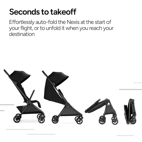 Mompush Nexis Carbon Travel Stroller  Ultra Lightweight 11 5 lbs  Compact & Airplane Carry On Approved  One Second Auto Fold  One Hand Full Recline  from Birth to 50 lbs  JPMA Certified