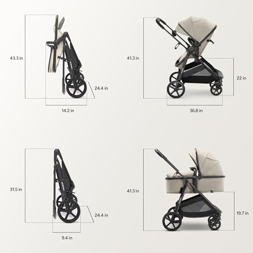 Mompush Wiz 2 in 1 Baby Stroller with Infant Pramette Mode  One Hand Fold Convertible Newborn to Toddler Stroller with Reversible Seat and Large UPF 50  Canopy