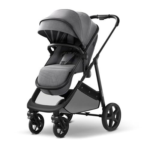 Mompush Wiz 2 in 1 Baby Stroller with Infant Pramette Mode  One Hand Fold Convertible Newborn to Toddler Stroller with Reversible Seat and Large UPF 50  Canopy