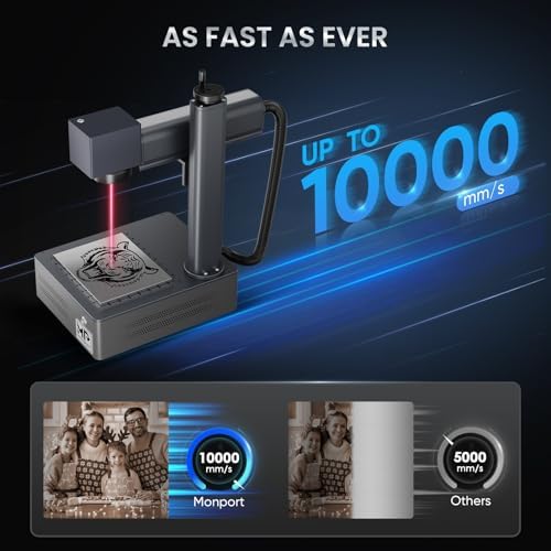 Monport 30W Fiber Laser Engraver Rotary Axis  LightBurn Compatible Fiber Laser Marking Machine with 5 9x5 9 Workbed Red Dot Pointer 100000 Hour Lifespan  Metal Etching Machine for Metal Marking